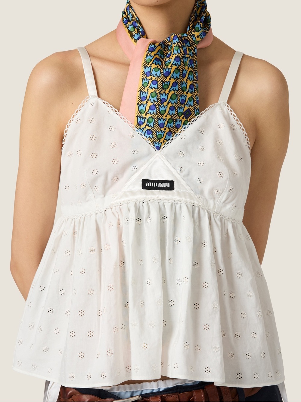 Miu Miu Slubbed eyelet poplin top It36